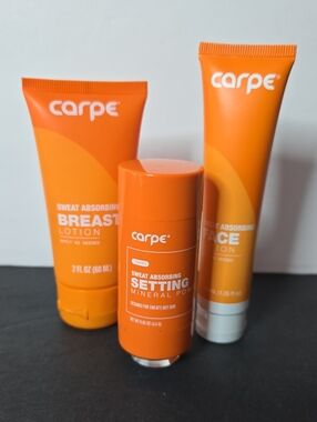Carpe Sweat Absorbing Skincare Trio Face and Breast Lotion & Face Mineral Powder